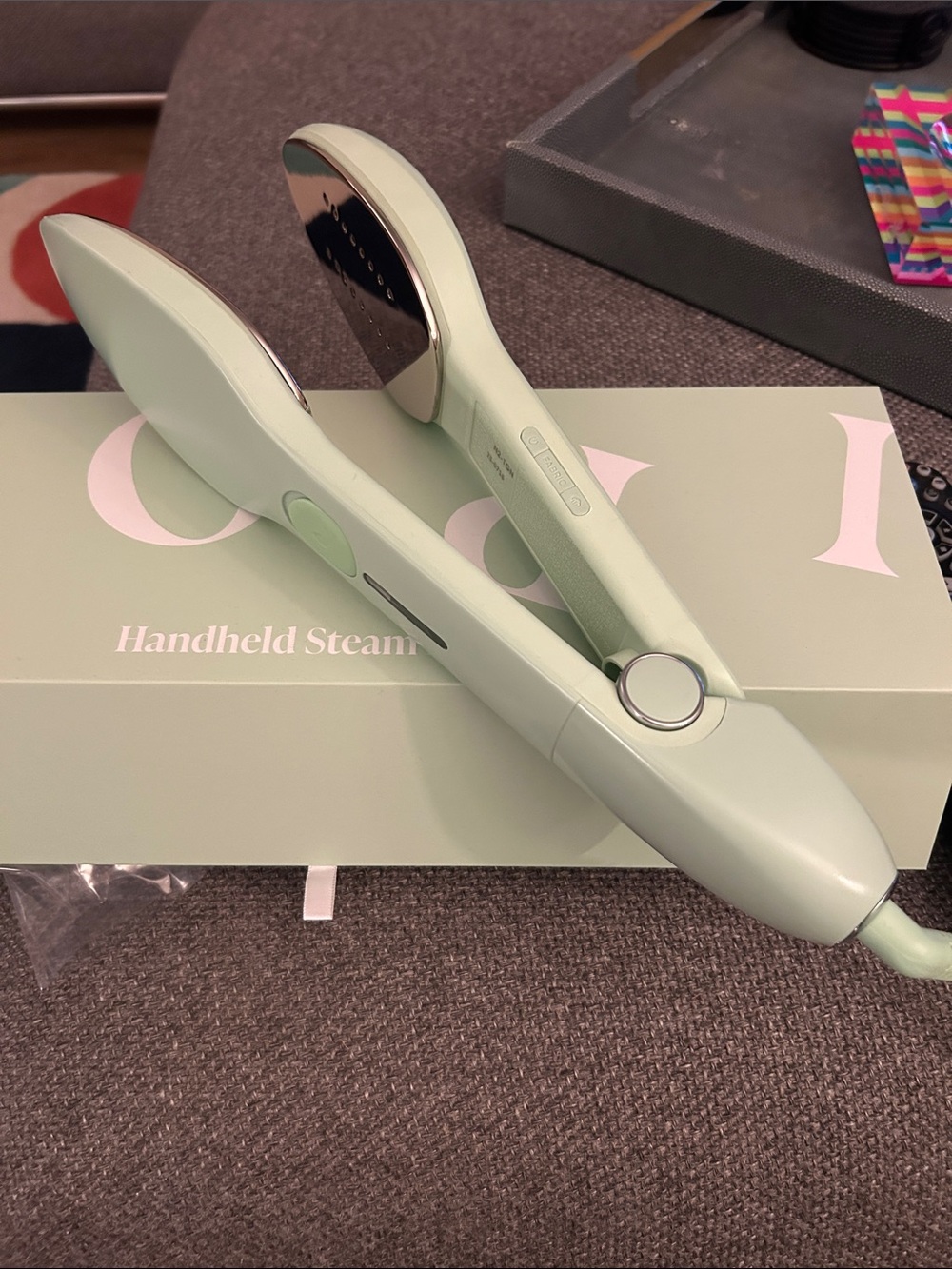 Mint Green Handheld Nori Steam Iron - Sleek Portable Steamer